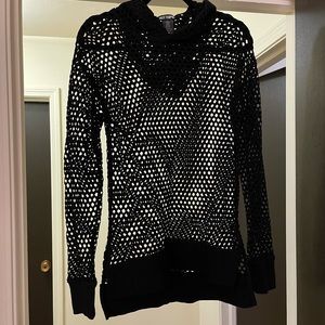 Black netted shirt with hood. size S